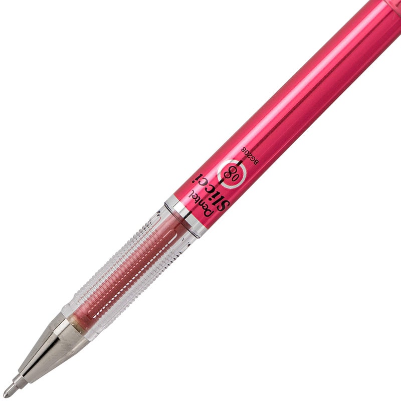 بنتل قلم جل برأس إبرة من Pentel Arts Slicci Metallic 0.8 مم، حبر أحمر معدني، صندوق من 12 قطعة (BG208-MB) - Image 5